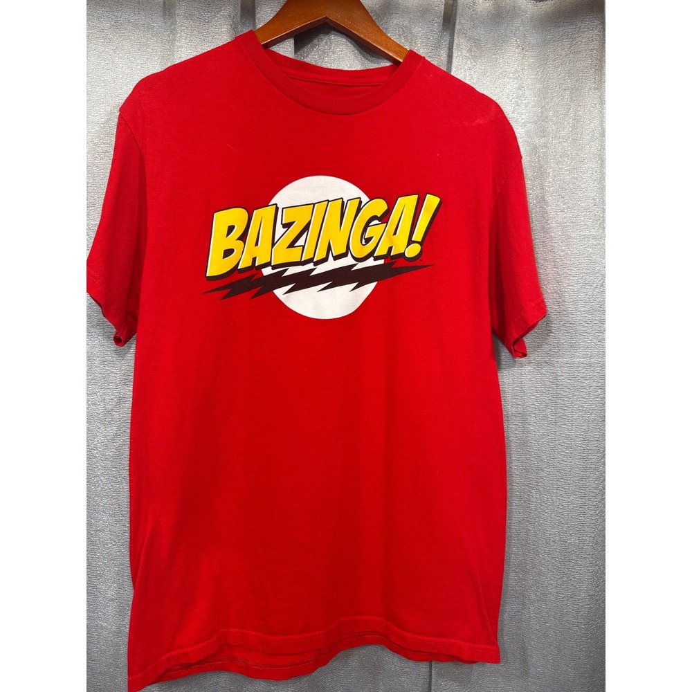 The Big Bang Theory Bazinga Shirt Mens Large Red Short Sleeve Ripple‎ Junction